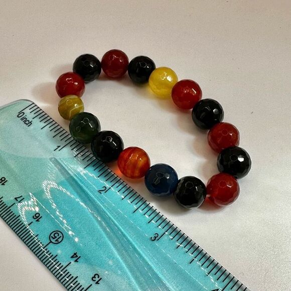 Colorful glass beaded stretchy bracelet - Picture 7 of 10